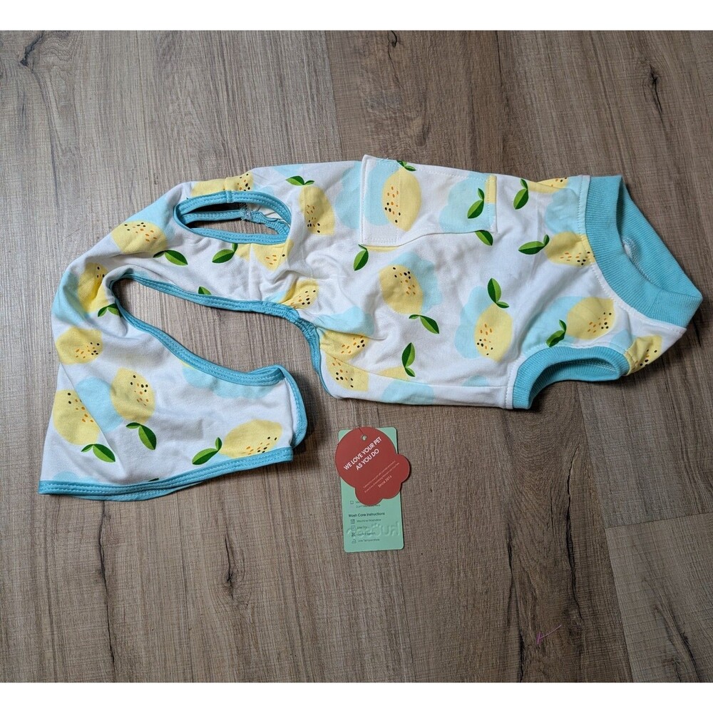 NWT Recovery Suit Dog Surgery Size M Lemon Print Body Wrap Anti-Licking - Picture 4 of 9